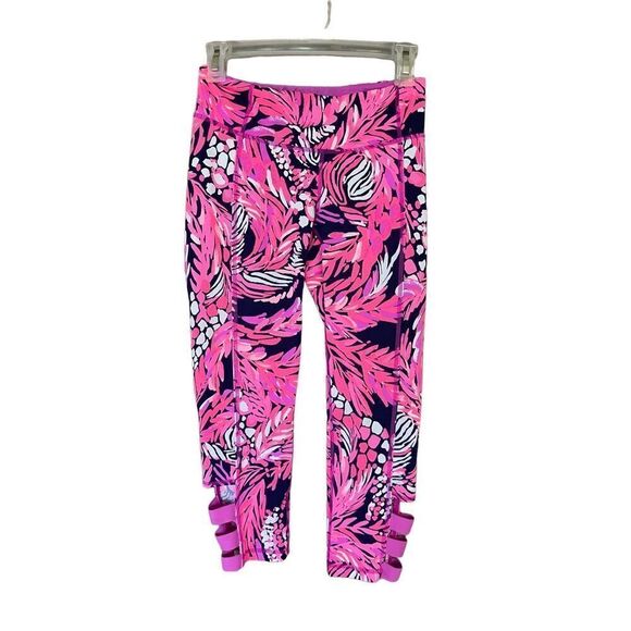 Lilly Pulitzer Womens Pink Tropical Print Luxletic Weekender Cropped Legging - Picture 5 of 10